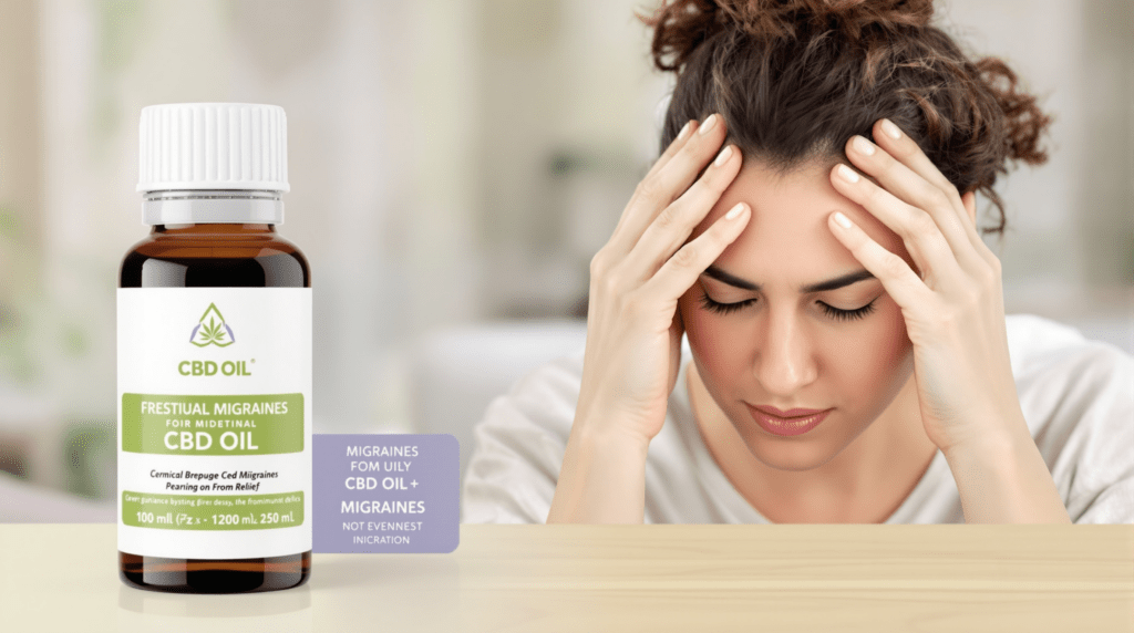 une femme assise à une table avec une bouteille d'huile de cbd