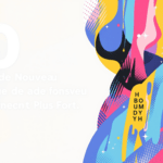 une affiche colorée avec le visage d'une femme