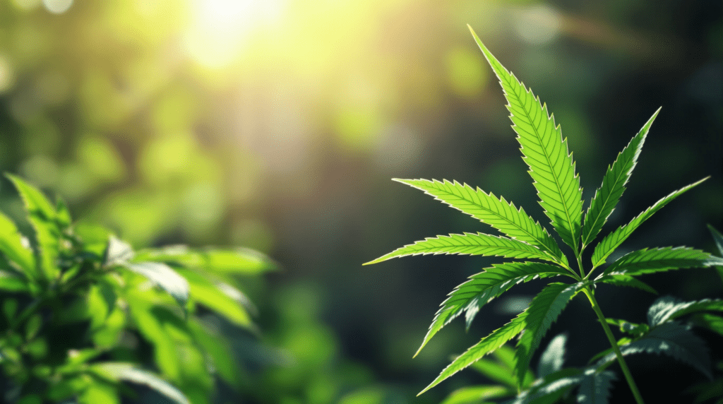 gros plan d'une plante verte avec le soleil en arrière-plan