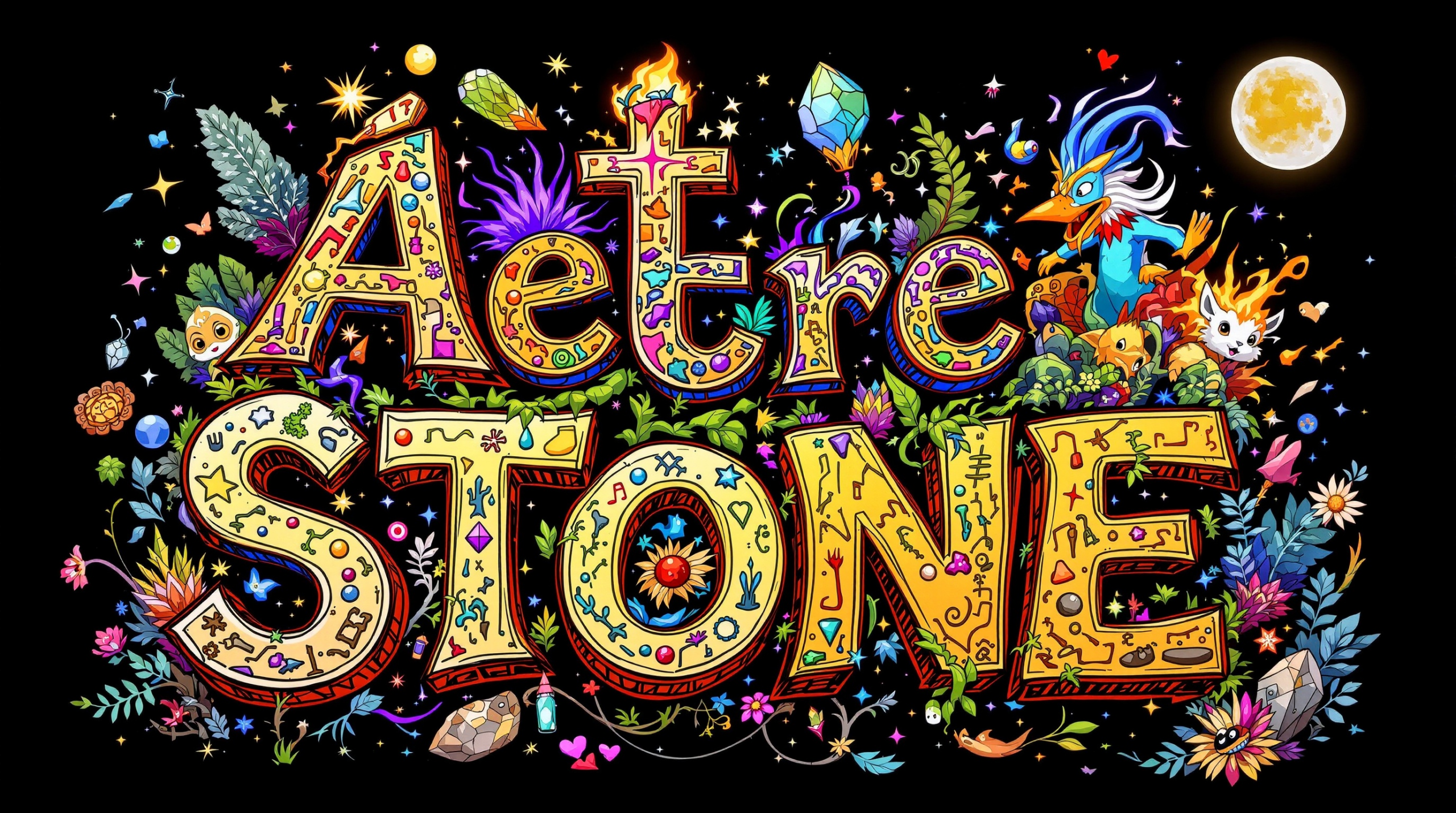 le nom du mot est entouré de fleurs et de plantes