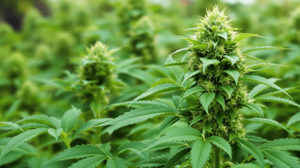 un grand groupe de plantes vertes dans un champ