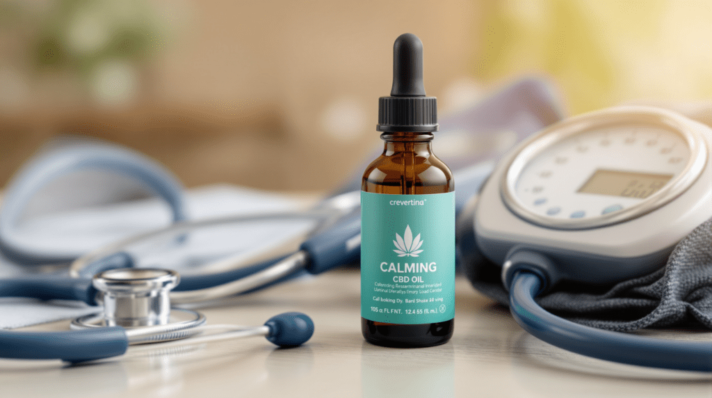 un flacon de calmant à côté d'un stéthoscope