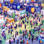 une foule de personnes autour d'un stand