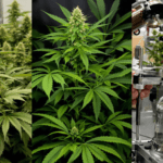 deux photos de plants de marijuana dans un laboratoire