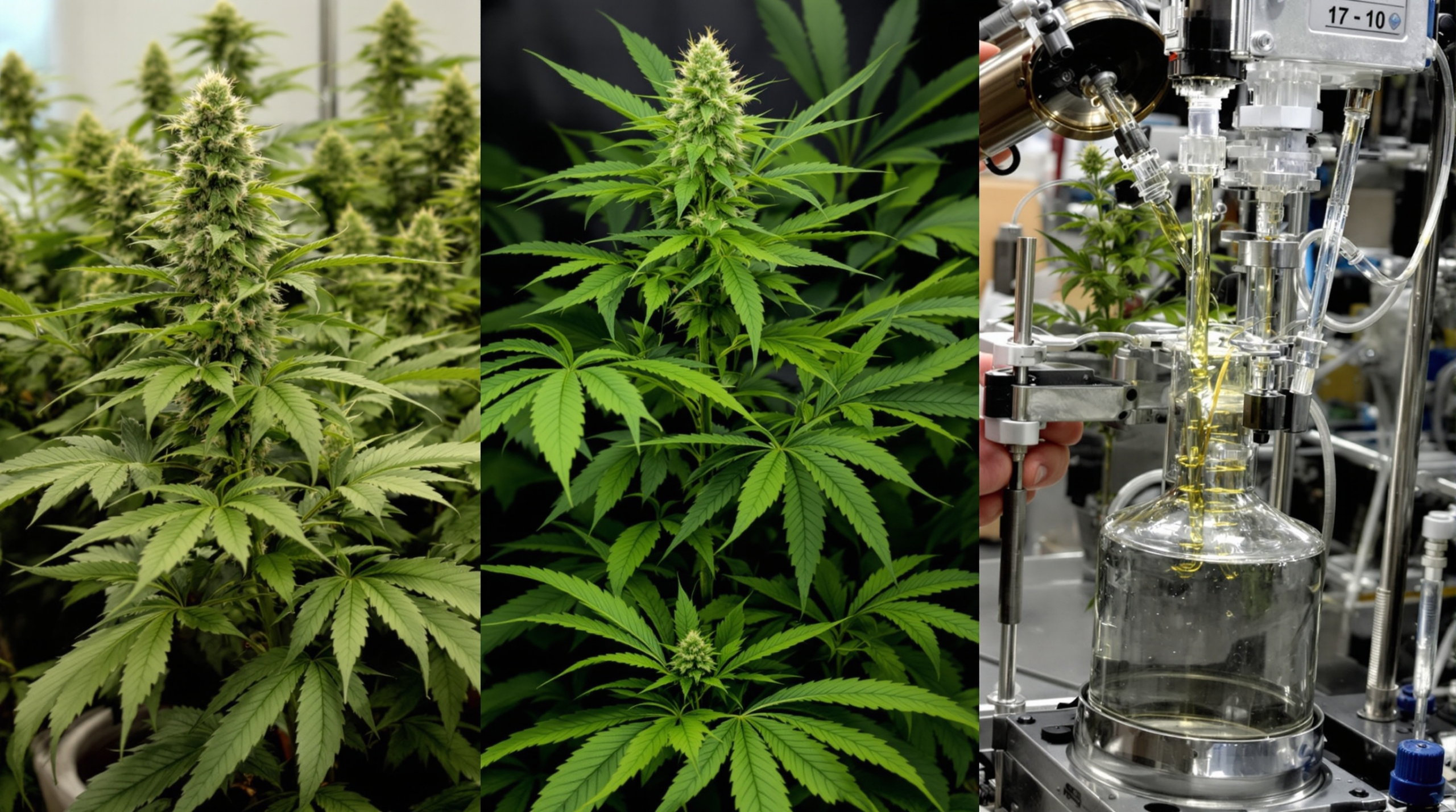 deux photos de plants de marijuana dans un laboratoire