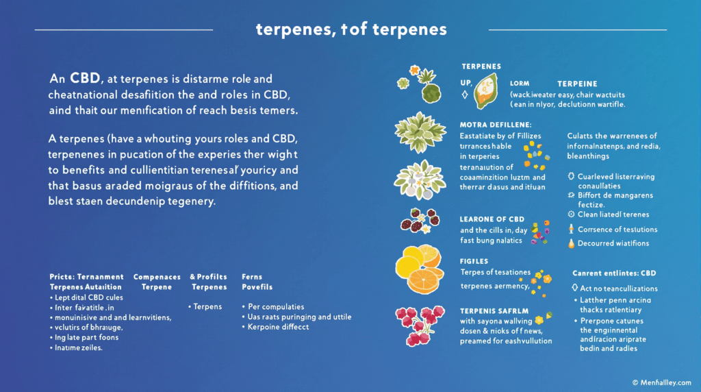 un fond bleu avec un diagramme des différents types de cbd