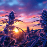 le soleil se couche sur un champ de marijuana