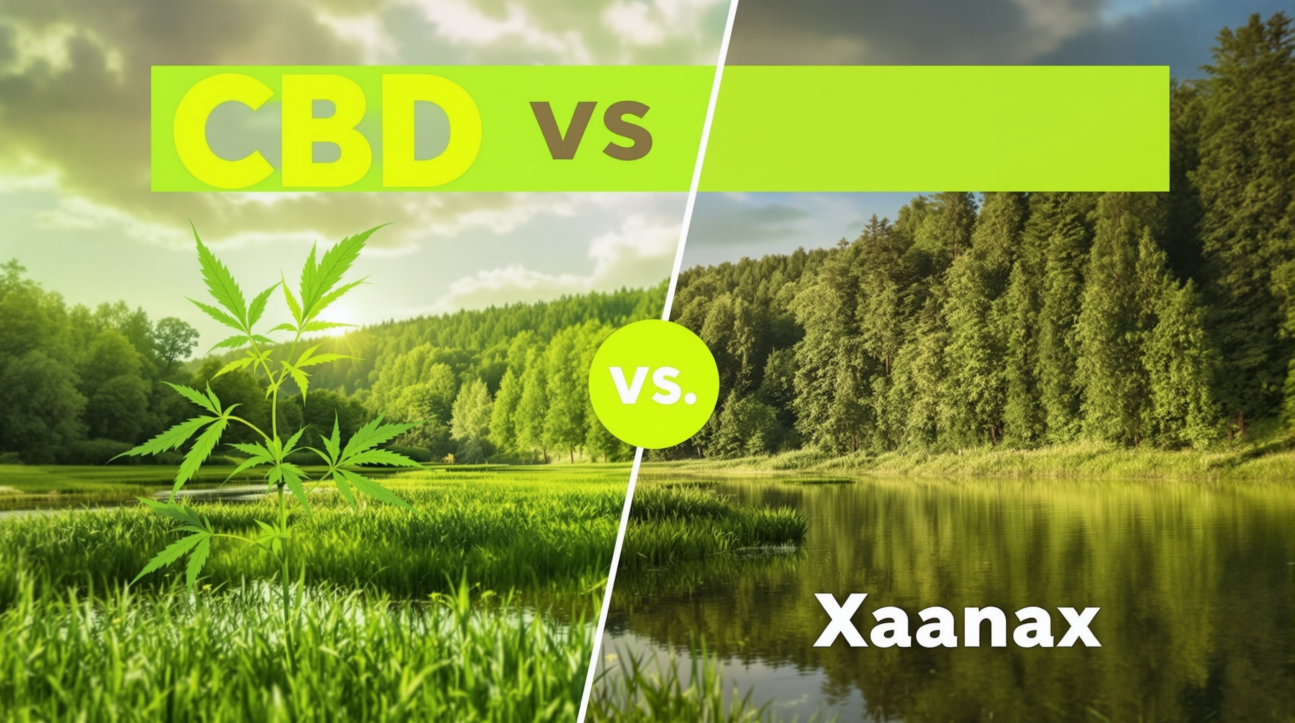 une image d'une forêt et d'une rivière avec cbd vs xanax