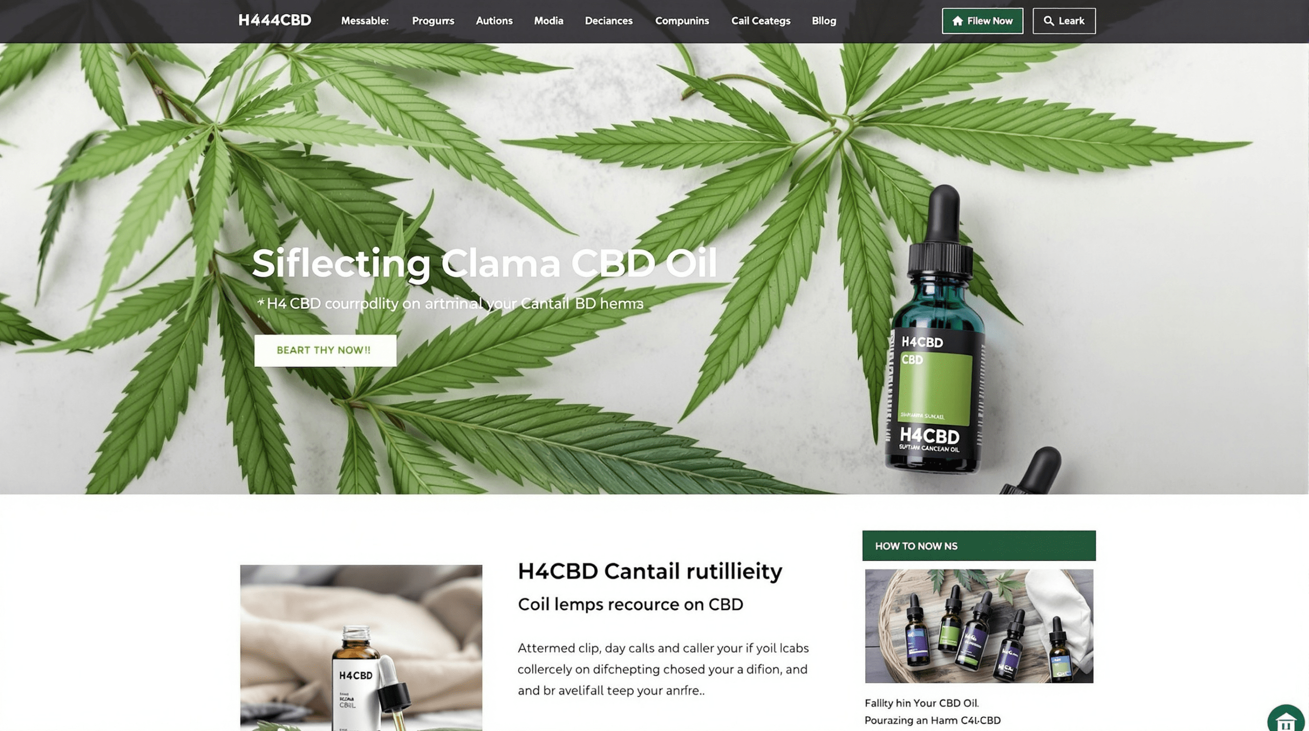 une page de site web pour une entreprise de cannabis