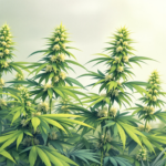 une peinture représentant un bouquet de plants de marijuana