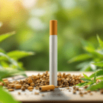 une cigarette posée sur une pile de cigarettes