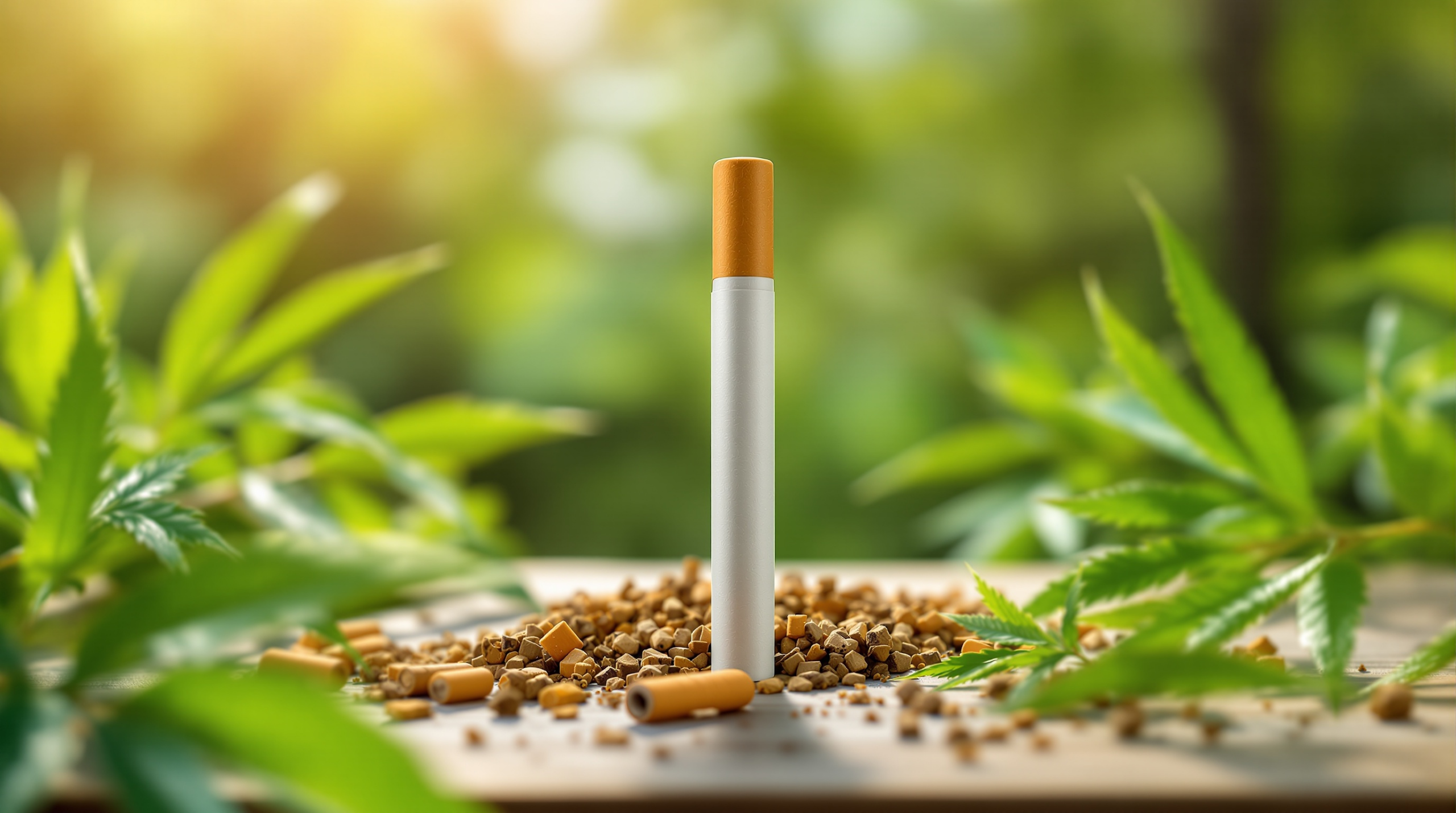 une cigarette posée sur une pile de cigarettes